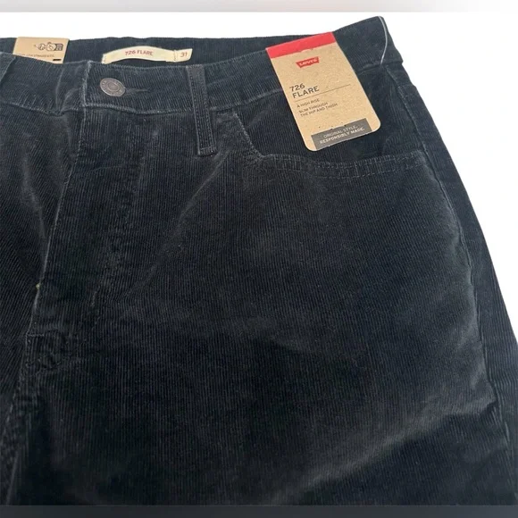 Levi’s Women’s High Rise Flare Corduroy Jeans‎ Size 31x32 Black NWT - Picture 3 of 6